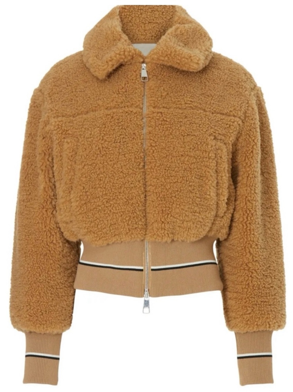 BOSS Women's Cropped Teddy Zip Jacket - Camel - Size 12